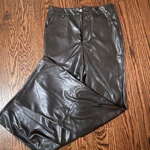 Black flair leather pants